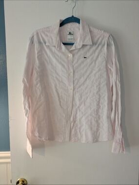 Lacoste Women's Pale Pink Long-Sleeve Button-Up Shirt